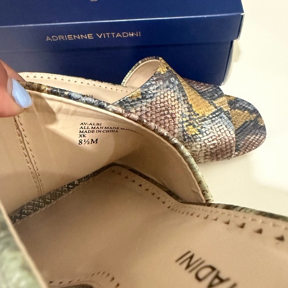 Adrienne Vittadini Snake Print Block Heel Mules - Picture 4 of 7